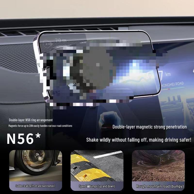 Magnetic Retractable Phone Stand with Suction Cup for Car - Adhesive-Free and Portable