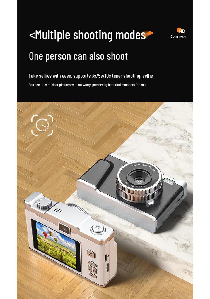 4K HD Retro Dual CCD Digital Camera for Students - Campus Party Photography with Phone Photo Transfer Capability