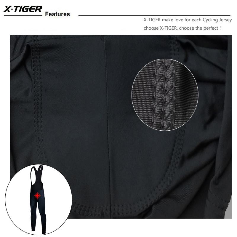 X-TIGER Cycling Bib Trousers Winter Thermal Mountain Bike Pants Bicycle Tights Coolmax 5D Gel Pad Keep Warm Bib Pants