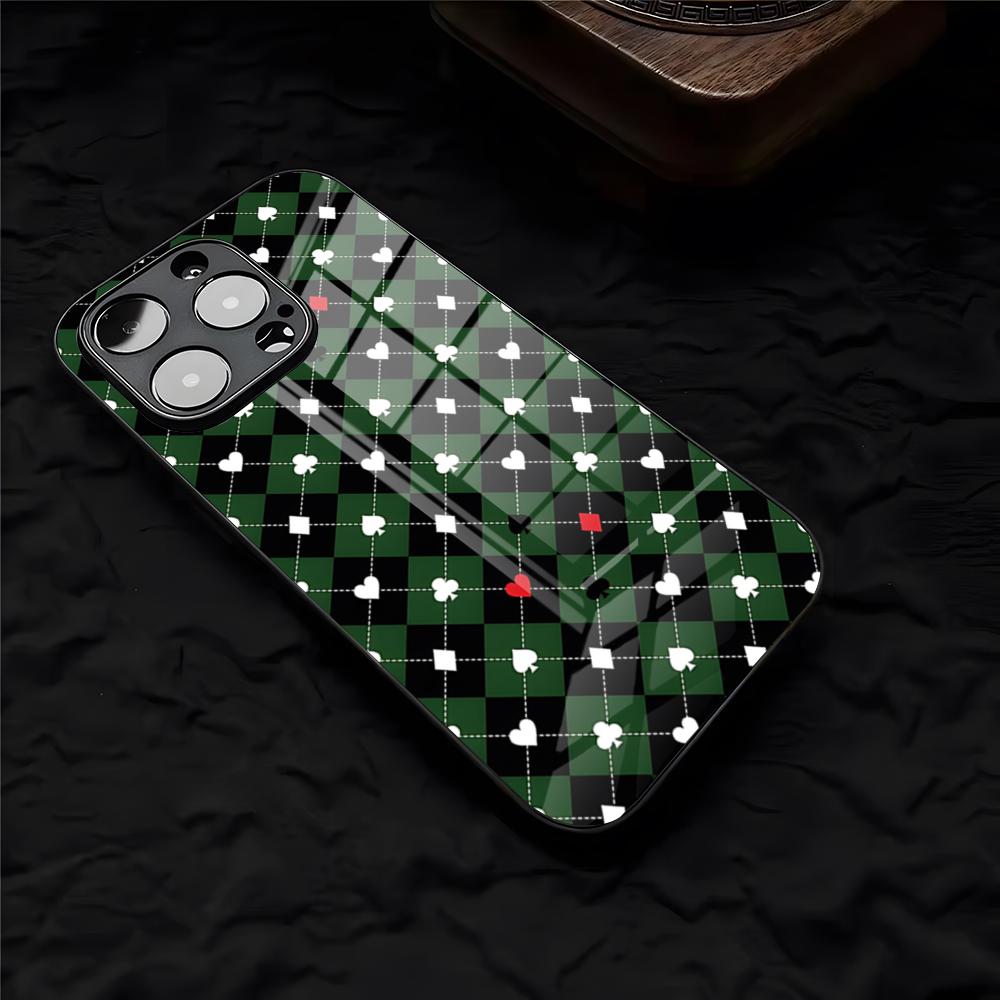 

Poker Card Back Design Phone Case For IPhone 17 Pro Max 16 15 14 Pro Max 13 11 X Xs Xr 8 7Plus Glass Cover iPhone 13 Pro