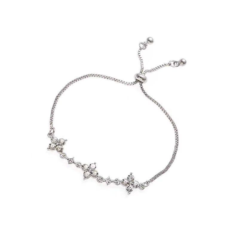 Korean Style Zircon Flower Bracelet for Women - Trendy, Simple, Personalized Design