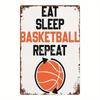 Basketball Tin Sign Vintage Metal Art 12x8 Inches Man Cave Wall Decor