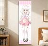 Jolie Tapisserie Verticale Loli Anime, Rouleau Mural Fille Maid Rose, Longue Décoration Murale Kawaii, Fond en Polyester Pour Chambre, Otaku