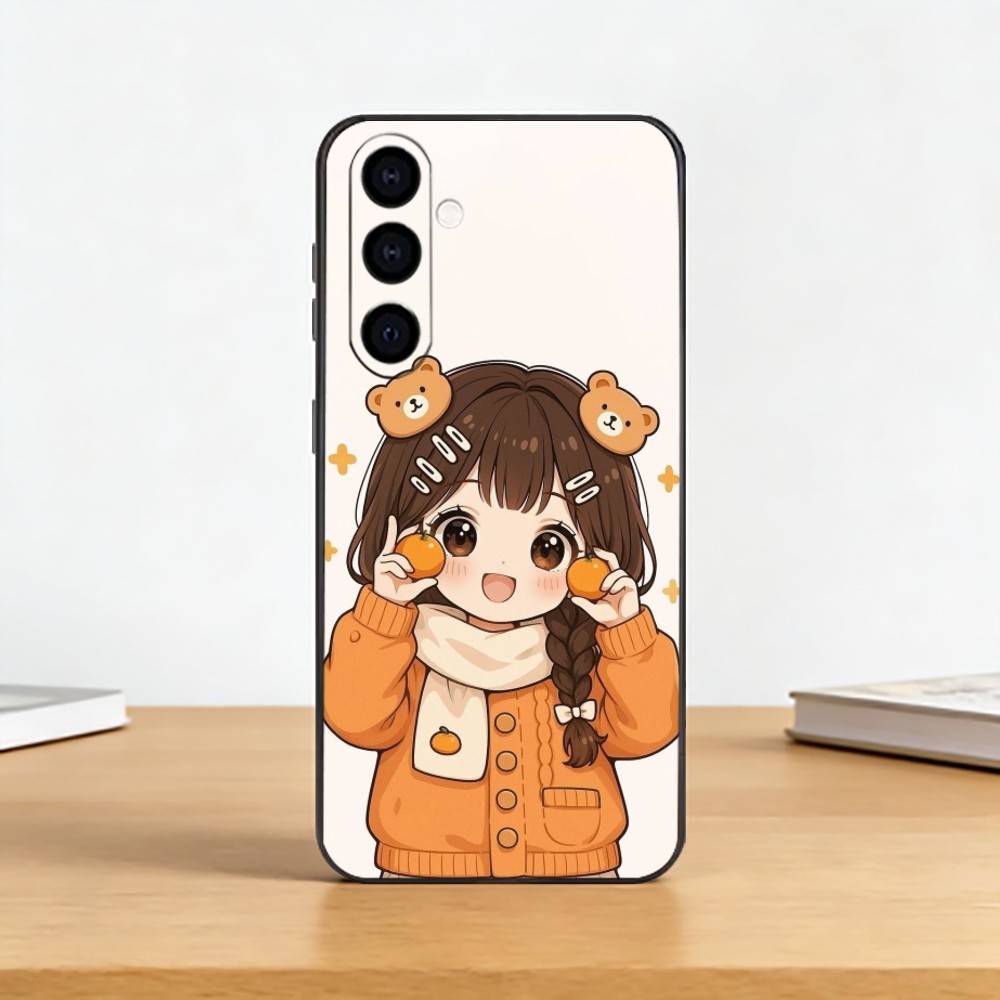 Cute Angry L-Little Girl Phone Case For Samsung Galaxy A73,A72,A71,A70,A53,A52,A51,Soft Silicone Black Cover