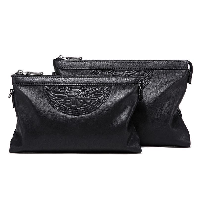 Men's Genuine Leather Business Casual Clutch Bag - Large-Capacity Handheld Cowhide Envelope Bag