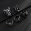 KunJoe Gothic Skull Claw Cross Ring Set for Men Vintage Silver Color Adjustable Open Rings Male Female Skeleton Spider Punk Jewelry Finger