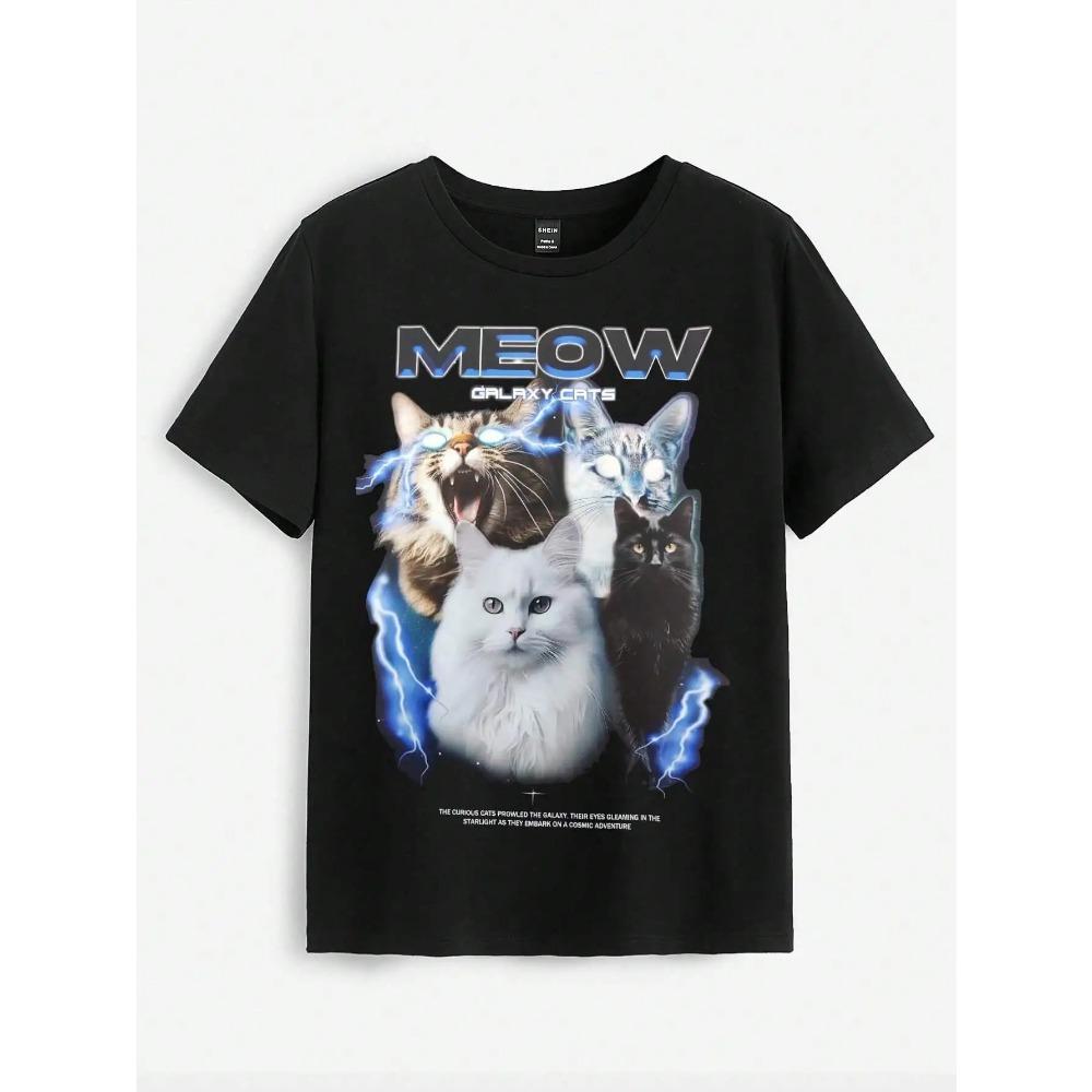 

Women T-Shirt Vintage Funny Cats Printing Short Sleeve Teessummer Street Fashion Tops O-Neck Loose Female Clothes S