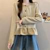 2025 Herbst/Winter Kariertes Patchwork Rüschen Langarm Cropped Top für Damen