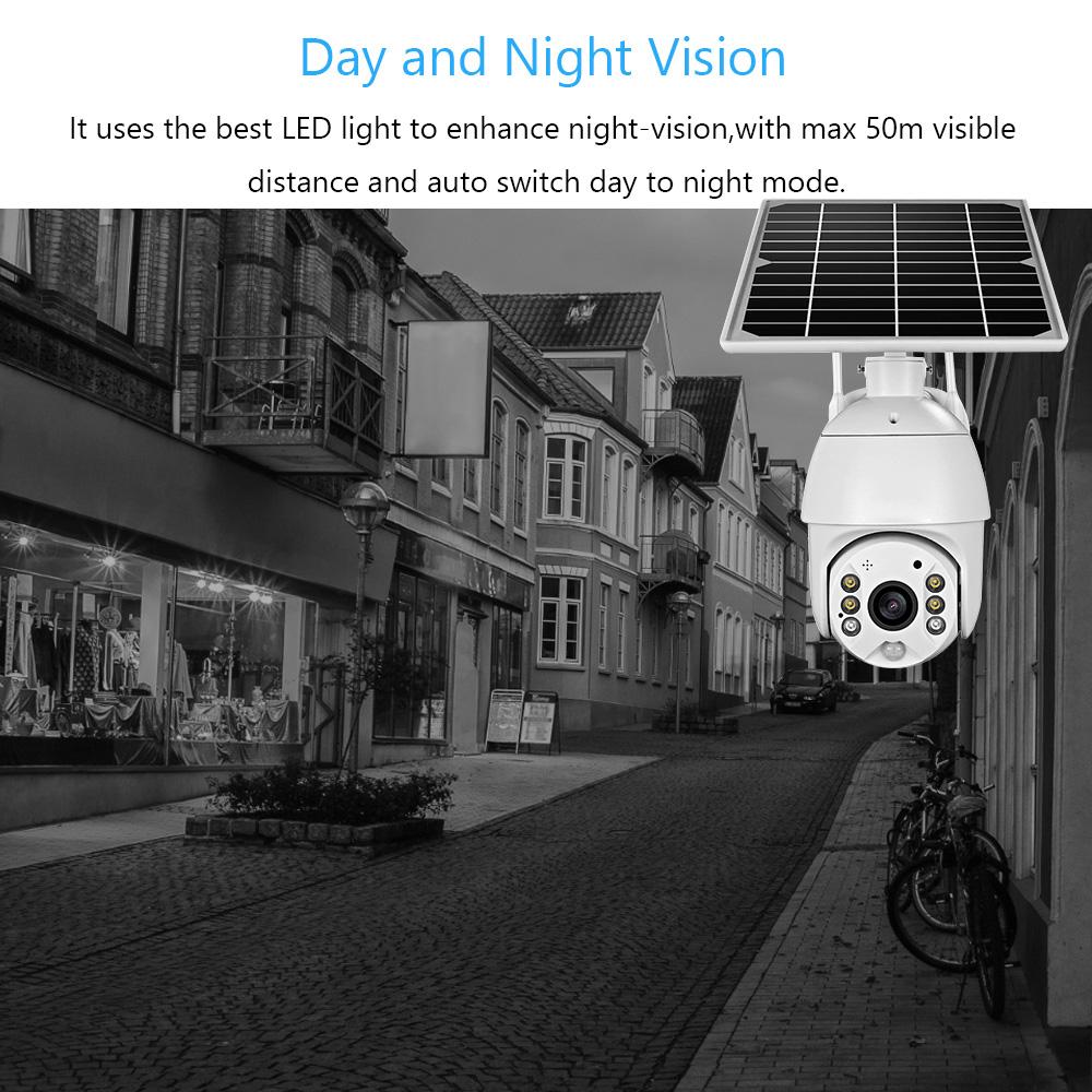 1080P bezdrátová bezpečnostní kamera se solárním panelem 2MP venkovní vodotěsná dobíjecí baterie pro sledování