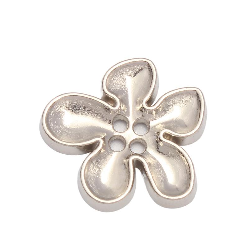 10Pcs Fashionable Glossy Silver Flower Buttons - Women's Cardigan & Jackets & Suits DIY Craft Button Clothing Sewing Accessories