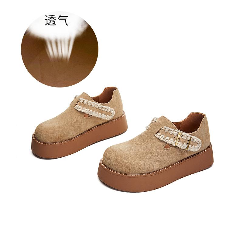 

Кожаные маленькие белые туфли женские 2025 весна новые на толстой подошве модные одинарные туфли универсальные женские туфли ретро повседневная обувь женская 35