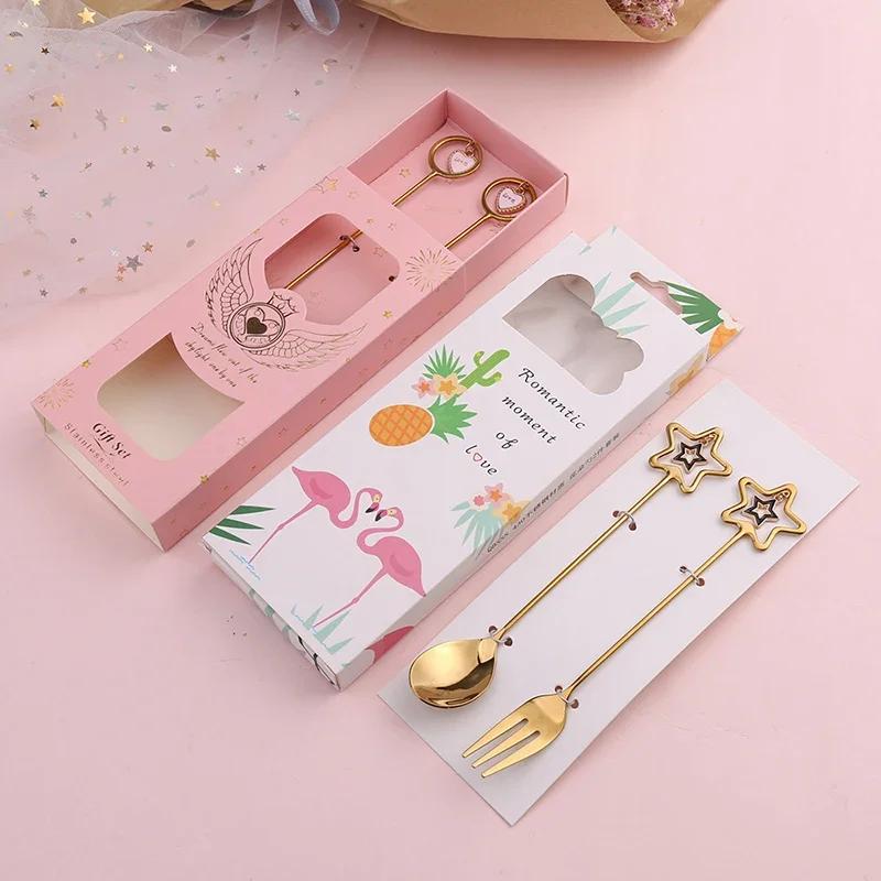 Cuillère à café en acier inoxydable 304 Cuillère à glace pastèque Cuillères à thé Cuillère à dessert Fourchette Avec joli pendentif Vaisselle créative