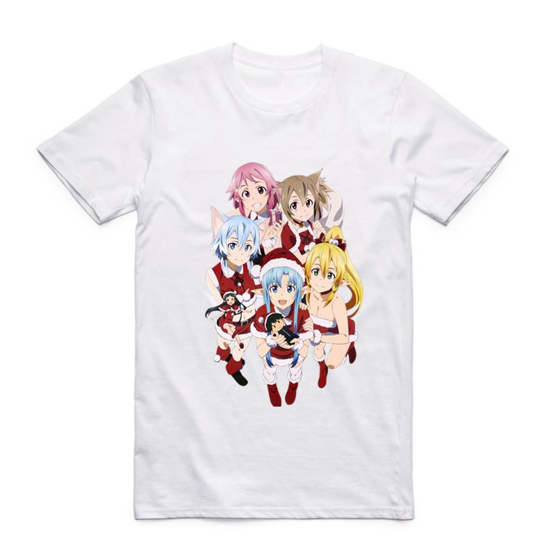 2019Fashion Men Sword Art Online Anime T-shirt O-Neck Short Sleeve Summer Asuna Kirito Kirigaya Kazuto SAO Top Tee Funny T Shirt