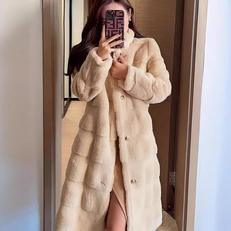 Imitation Danish mink jacket Women's winter imitation mink fleece fur coat Light long plush top Thickened