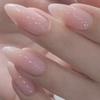 24Pcs Orange Gradient Almond Fake Nails Detachable Simple Pure Color Press On Fake Nails Tips With Glue Long Y2k Pink Nails