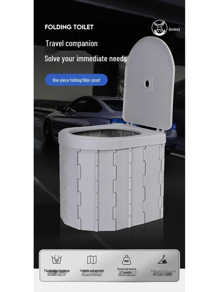 Portable Odor-Proof Folding Toilet for Vehicle, Camping, and Outdoor Emergencies
