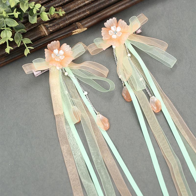 2024 Hanfu Headdress Hairpins: Women's & Children's Tassel Headflower Hair Accessories