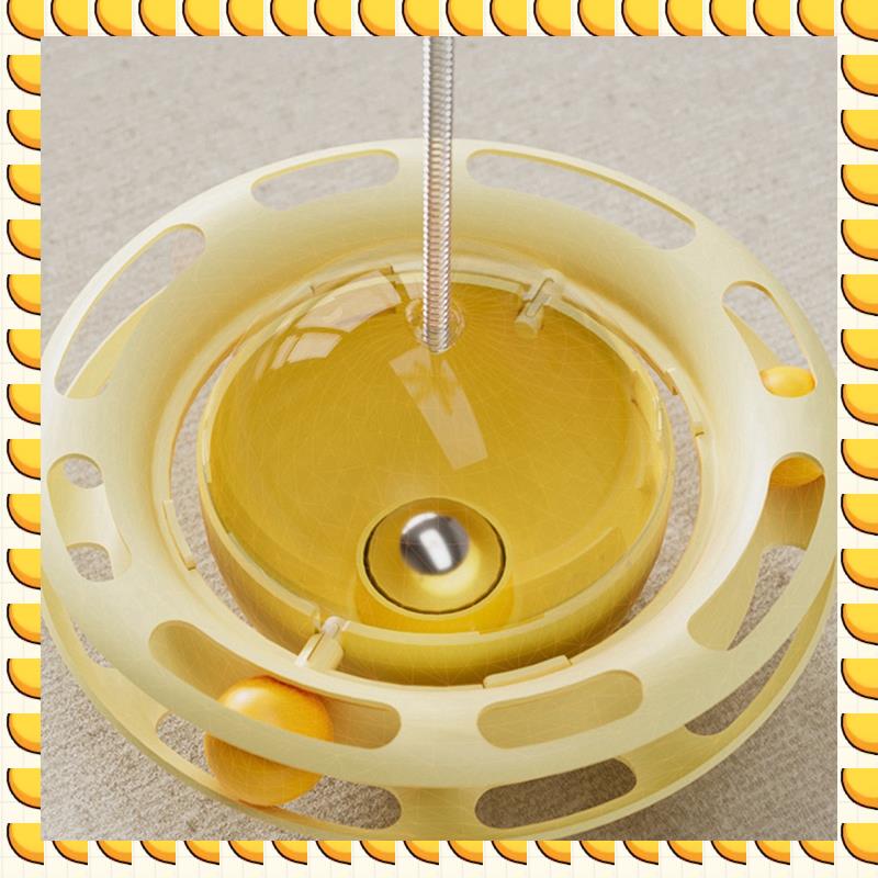 

BAAU 4-In-1 Cat Toy With Treat Dispenser, Rolling Balls, Teaser Stick & Turntable Tumbler - Interactive Fun жовтий