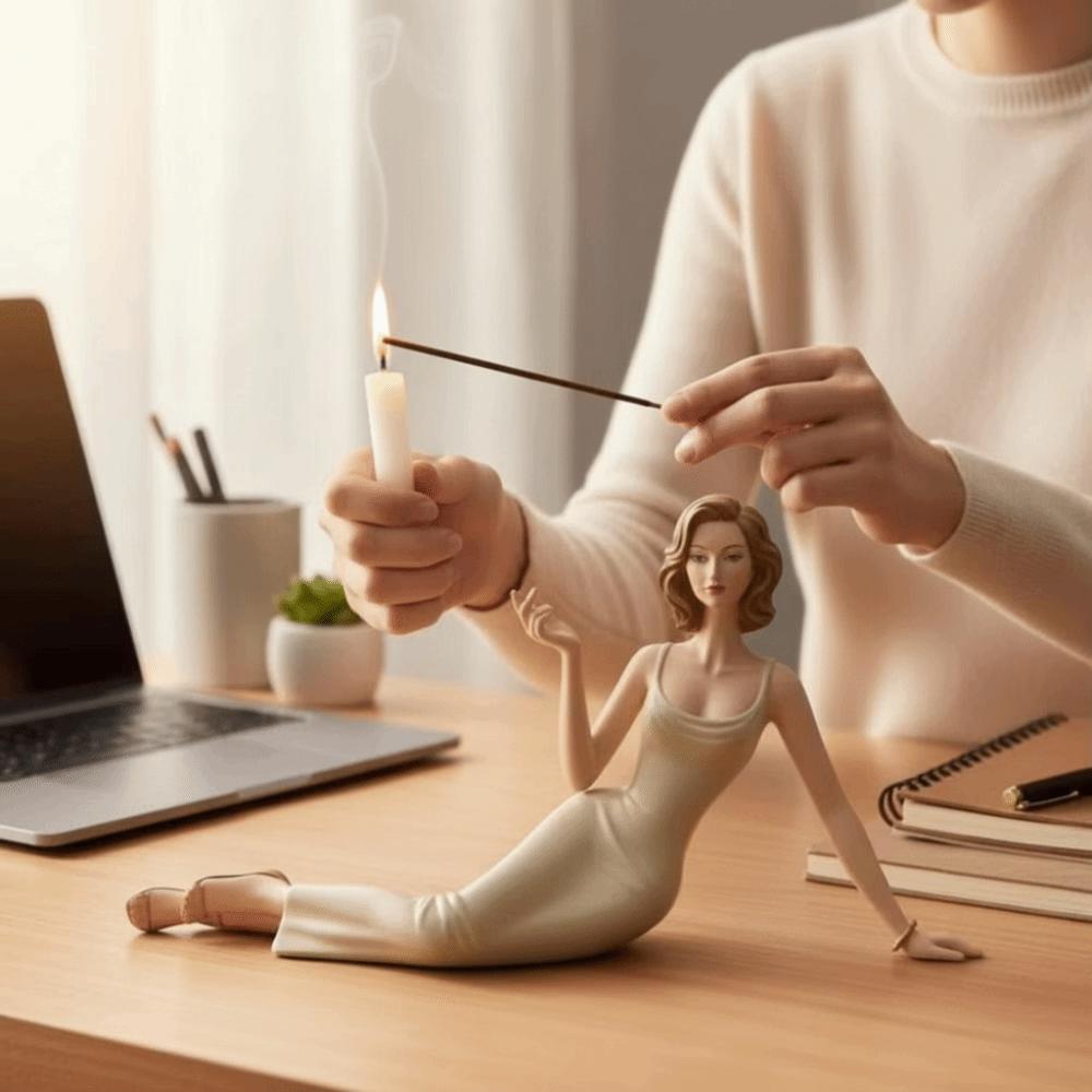 Creative Aroma Statue Stand Handcrafted Incense Burning Tray Women Figurine Incense Burner  Home