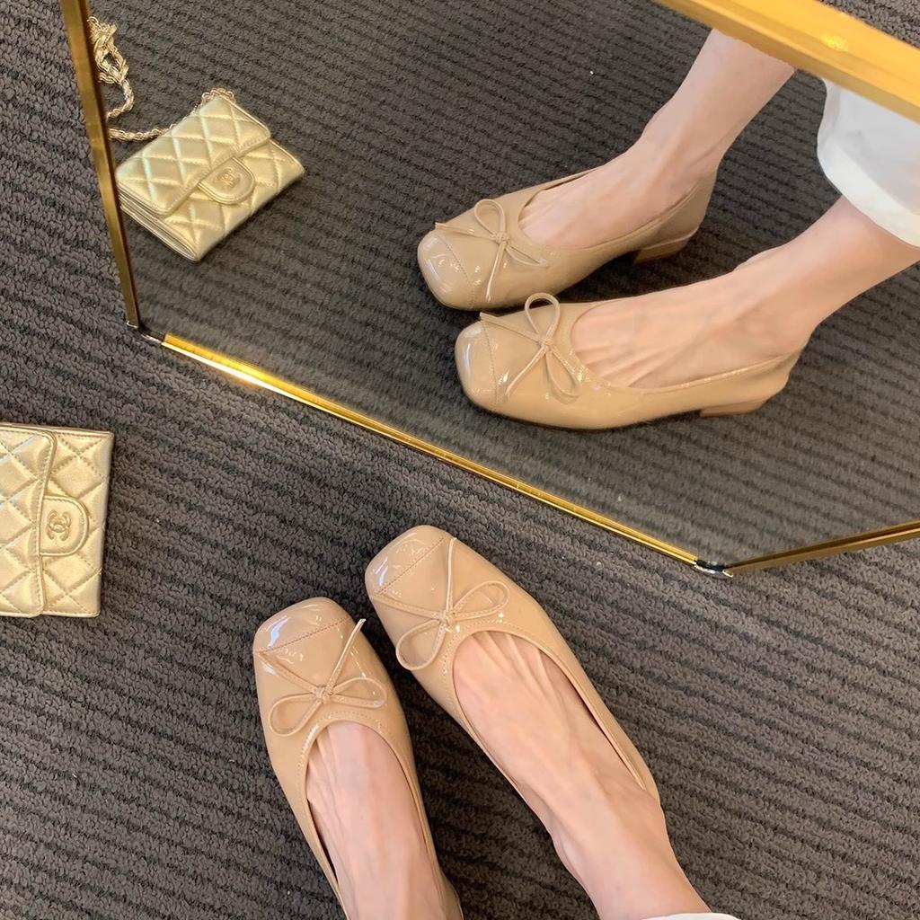 Spot~ Sweet temperament versatile bow Mary Jane shoes 2025 new square head small thick heel light mouth single shoes