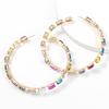 Fashion Simple Round Circle Hoop Earrings Color Diamond Earrings