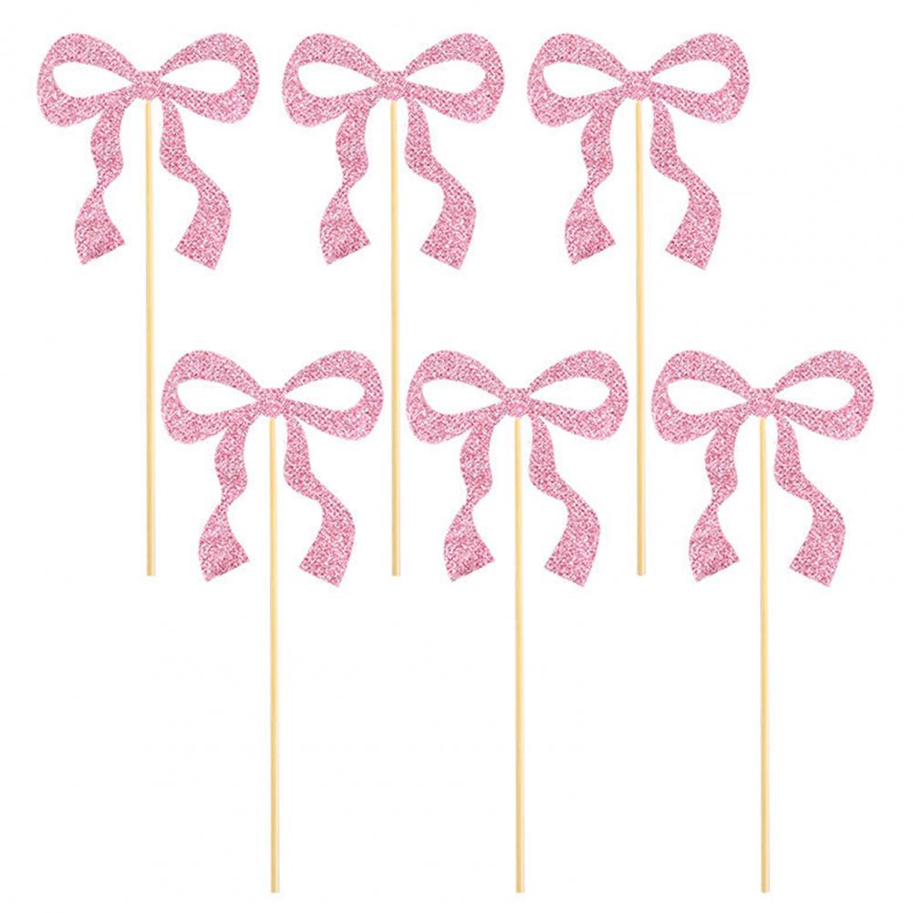 

Bowknot Theme Party Decor Set Pink Tassel Banner Cake Toppers Gold Glitter Spiral Hanging Ornaments Girls Birthday Party Decor