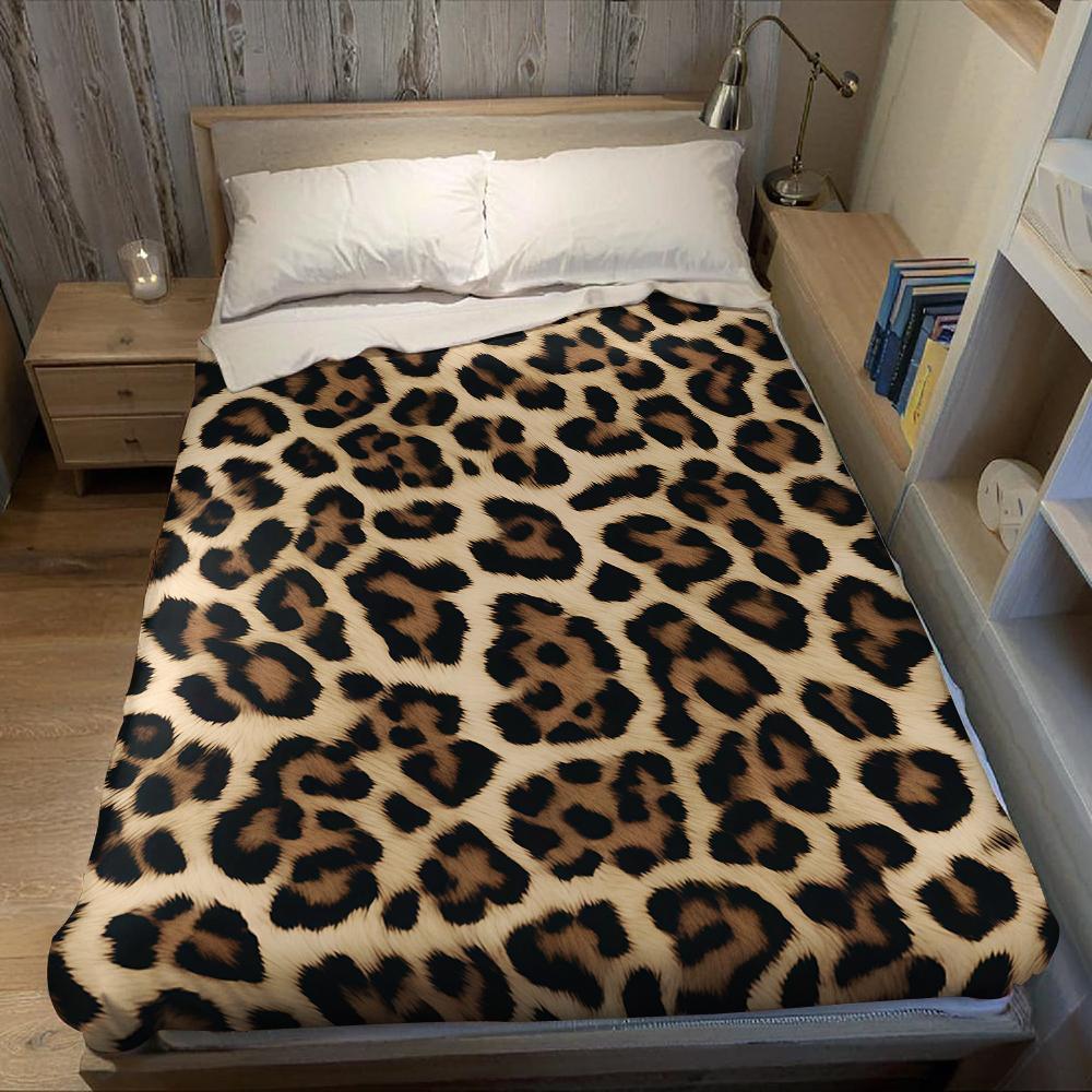 Leopard Shadow Flannel Blanket Warm Soft Halloween Christmas Couch Warm Cozy Decorative Decor Gift for All Season