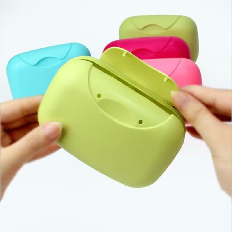S/L Sizes Portable Travel Soap Box Bathroom Home Plastic Soap Holder Soap-Boxes with Cover Candy Color BXFZH02