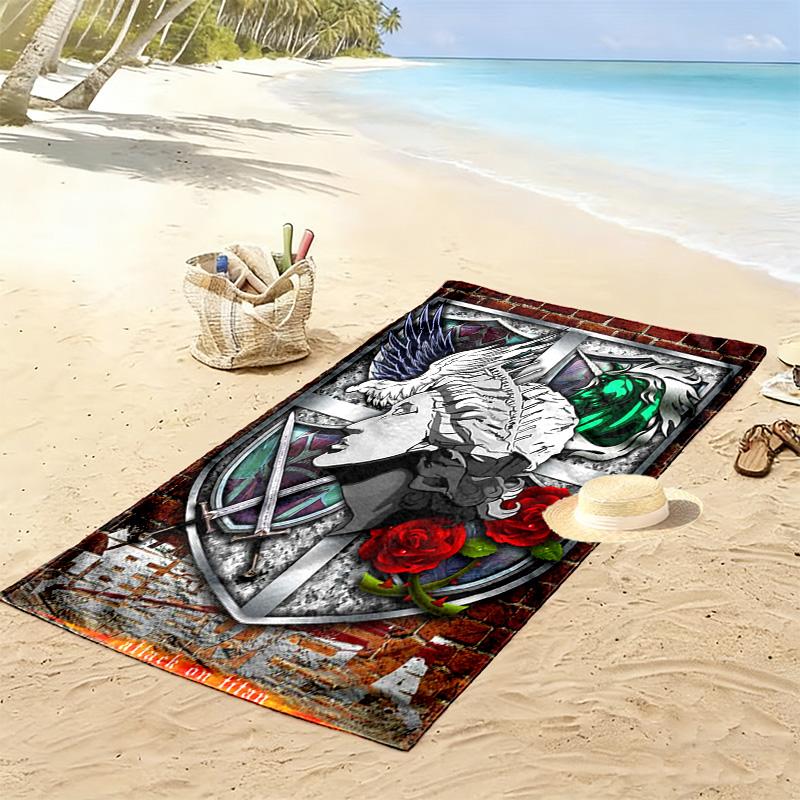 Medieval Heraldry Mythical Creatures Beach Towel Beach Towel for Vacation Photos Outdoor Camping Quick-drying Swim Towel Swim Outdoor Pool Towel