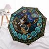 Glass Adventure Dog pattern umbrella, portable and foldable design, 8 ribs, a casual accessory for Halloween, Christmas, and birthday gifts.