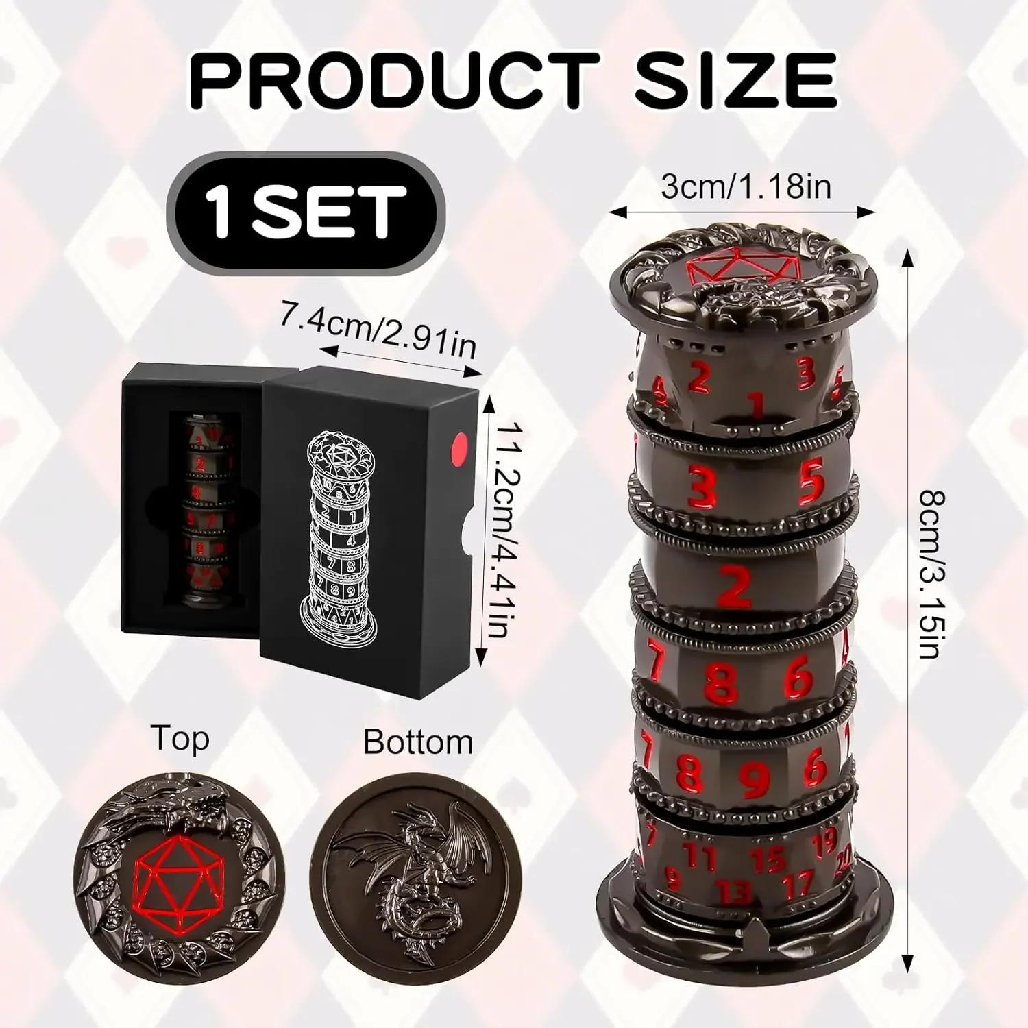 

Спиннер-рулетка для кубиков Dragonstone Keep, набор металлических кубиков Дракон 7-в-1 с подарочным кейсом, подарки для настольных игр