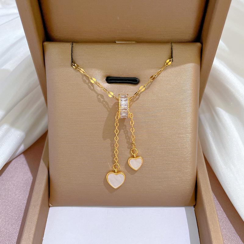 Ring Tassel Love Shell Micro-Inlaid Diamond Necklace Women S Exquisite Wind Collarbone Chain With Jewelry