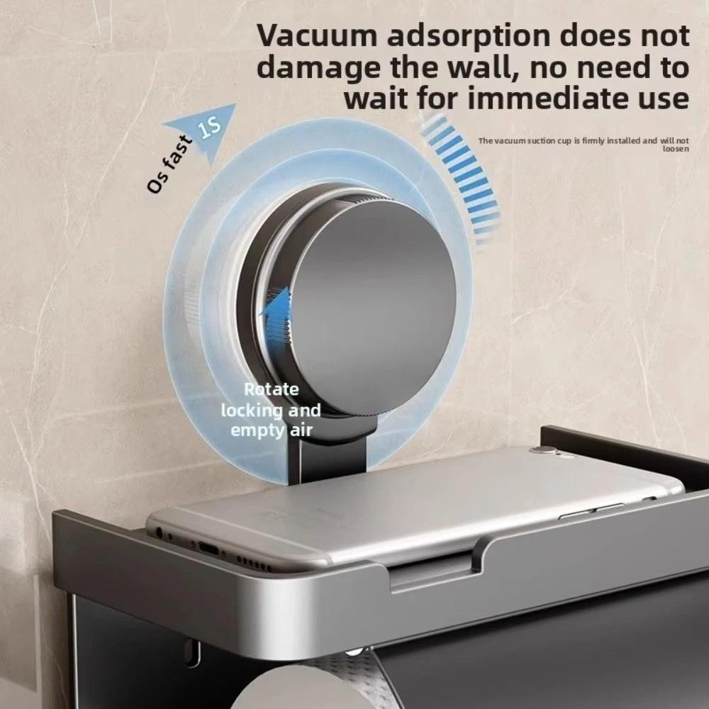 Wall-Mounted Toilet Roll Paper Storage Rack Suction Cup Bathroom Paper Holder for WC Decor
