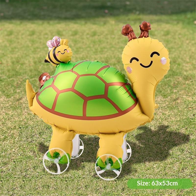 HUAHUAElephant Inspired Standing 4D Glow Foil Balloons with Wheels for Child's Birthday and Baby Shower DecorationsHUAHUA