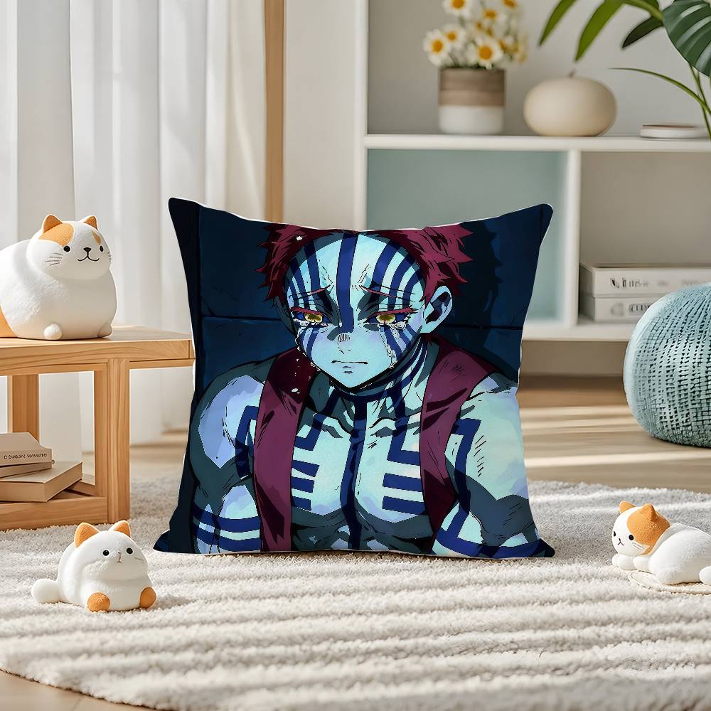 Demon Slayer Sound Breathing Art Anime Plush Pillow Cover Soft Short Plush Cushion Cover For Sofa Bedroom Home Decor Gift
