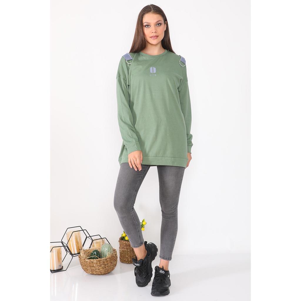 Bag Detailed Loose Design White Color Tunic