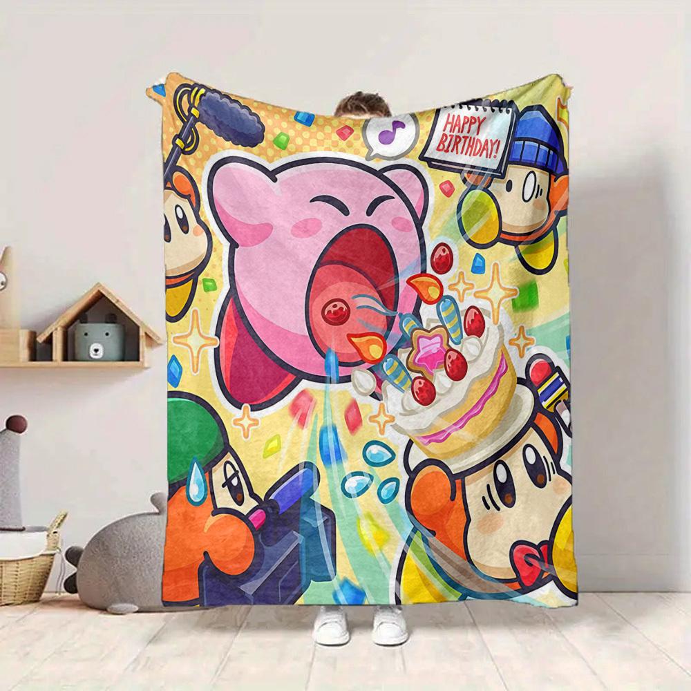 1pc Kirby Party Soft Skin-Friendly Flannel Blanket with Digital Printing, Various Sizes Available for Family, Friends, Birthday