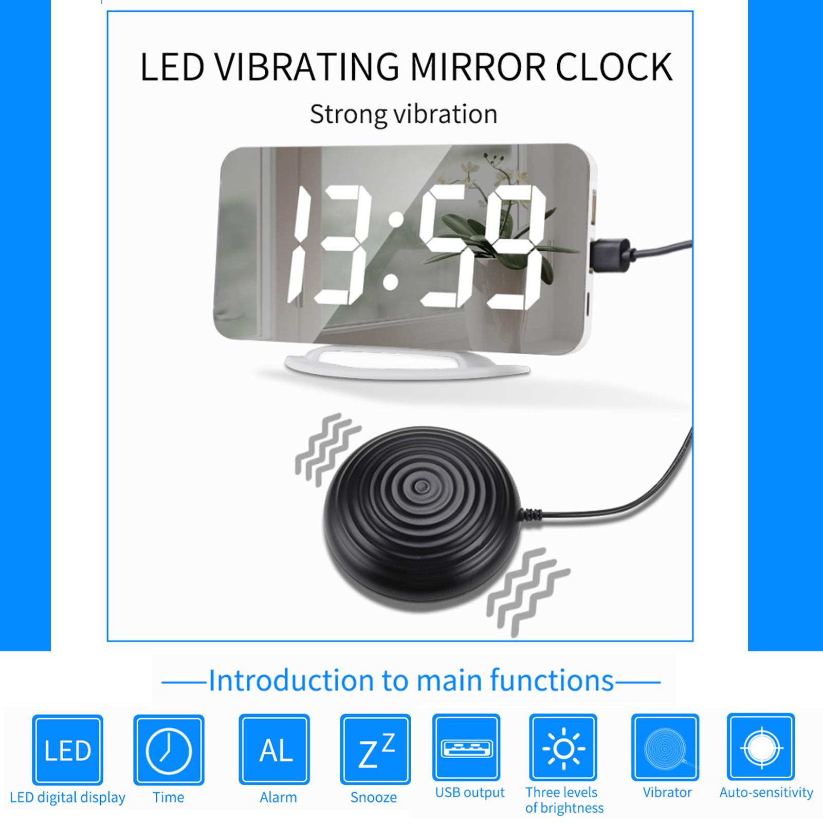 

Vibrating Alarm Clock, Large Clear Screen with High Resolution, Dual USB Ports, for Bedroom, , 3 Screen Brightness Levels