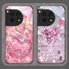 Stylish Pink Heart-Shaped Crystal Tempered Glass Phone Case for OnePlus 13 R 12 11 10 Pro ACE2 ACE3 Nord CE 4 3 2 Lite 5G Cover