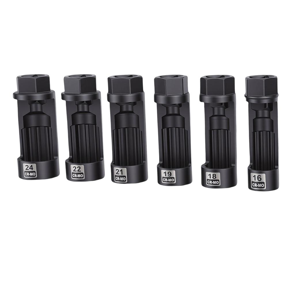 6ks Sada nástrčných klíčů na matice tlumičů 16mm 18mm 19mm 21mm 22mm 24mm   Sada klíčů pro demontáž matic tlumičů