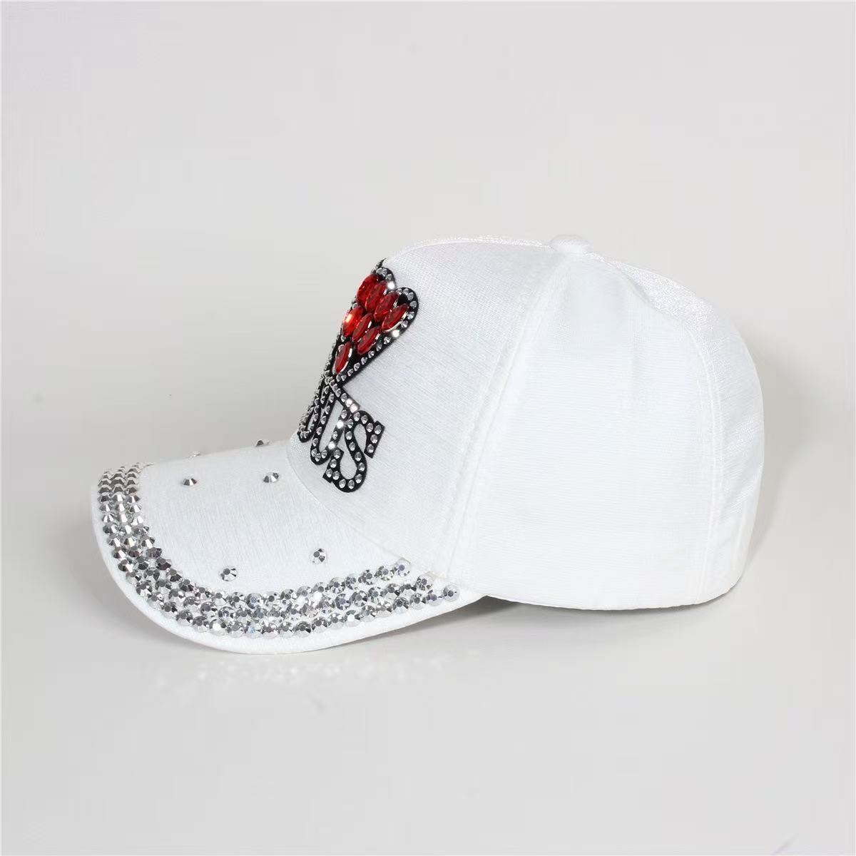 Denim Baseball Cap Curved Brim Fashionable Versatile Outdoor Travel Visor Couple Baseball Cap Point Diamond Cap белый