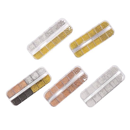 1 Set 12 Grids Nail Art Bead Kit with Storage Box 3D Nail Art Metal Caviar Beads DIY Manicure Design Decoration Charm Nail Accessories