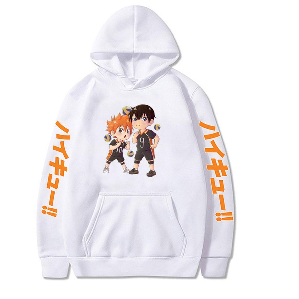 Модная спортивная одежда унисекс Haikyuu Vintage Funny Мужской пуловер с японским графическим принтом и длинным рукавом в стиле Харадзюку с капюшоном большого размера XS белый 1949₽