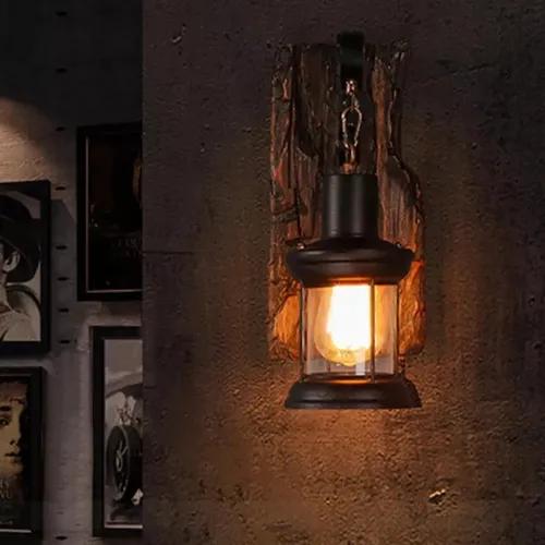 Industrial style country style solid wood E27 wall lamp Without bulb