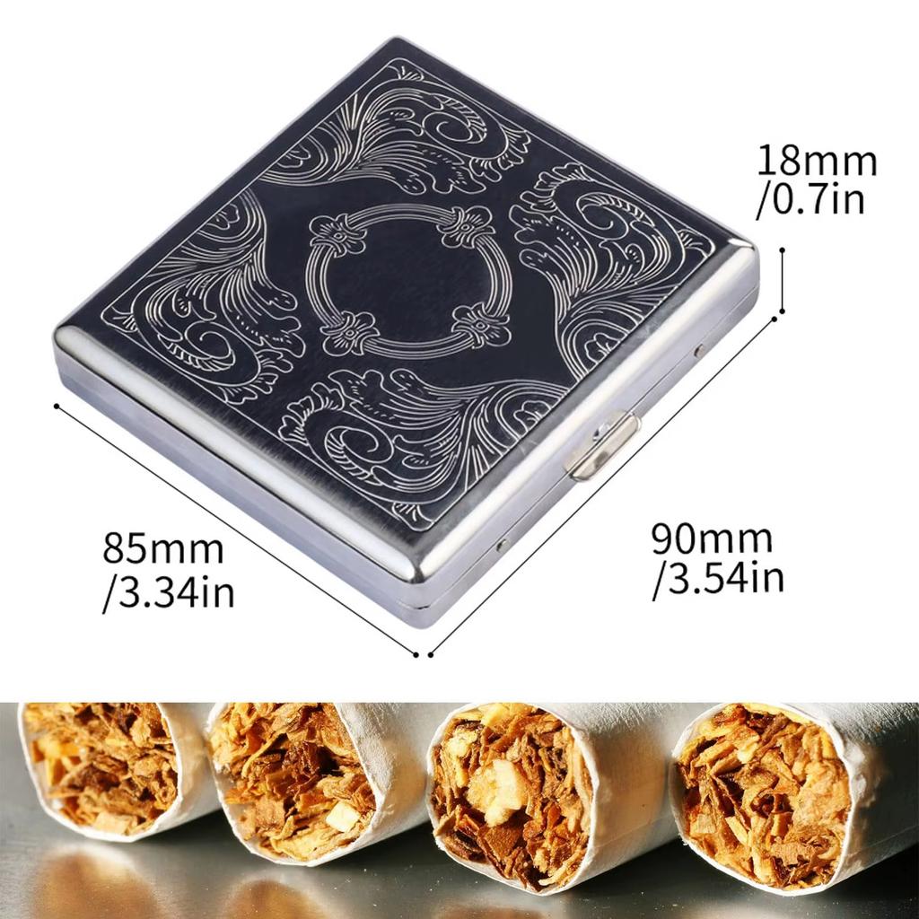 Metal Cigarette Case Portable Moisture-proof and Pressure-proof 20 Capacity Storage Box for Men & Women Gift Smoking Accessories