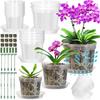 12 Pcs Plastic Orchid Pots With Holes, 4, 5, 6 Inch Clear Orchid Pots For Repotting With Saucers Drainage And Plant Stakes, Large Small Breathable