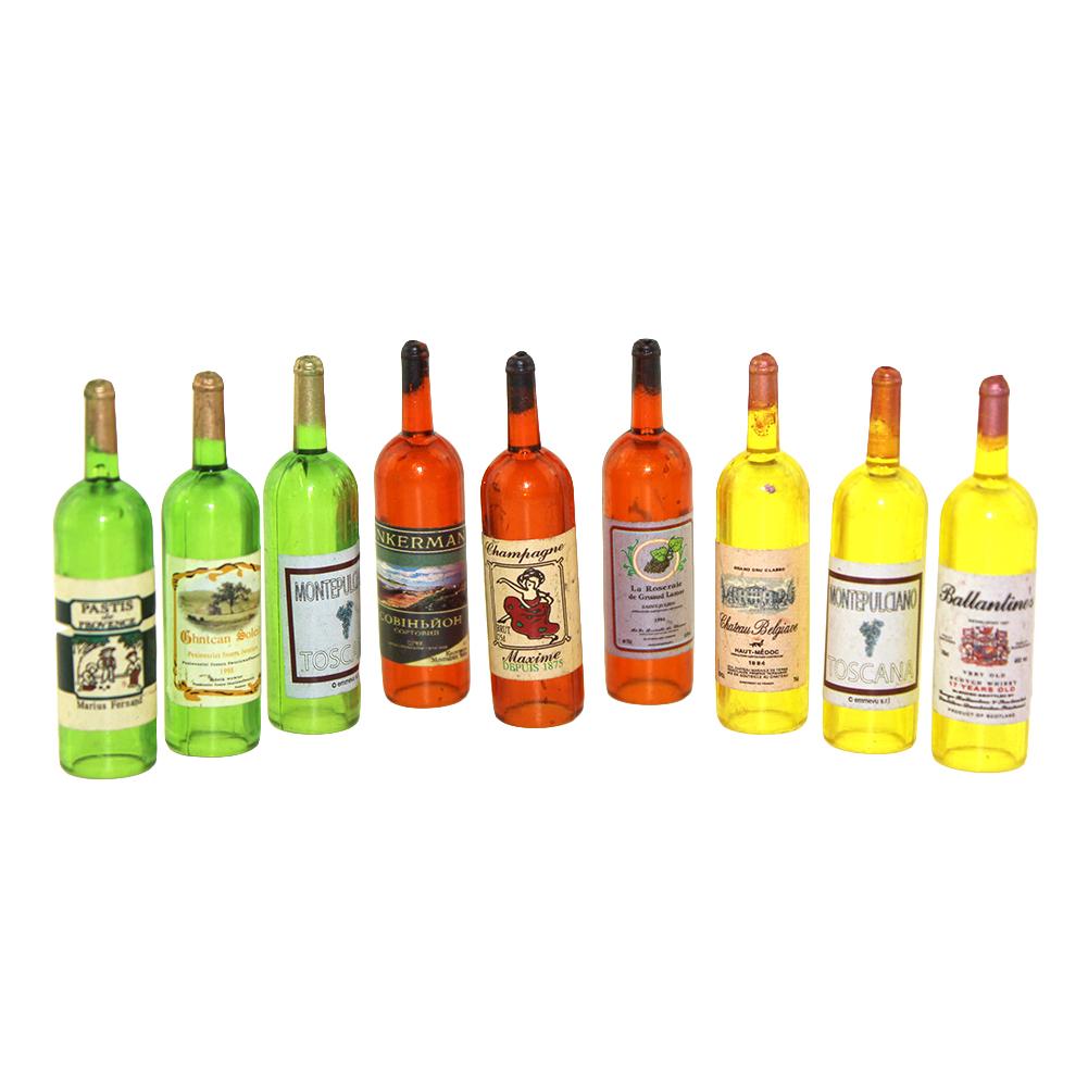 3 stk Miniatyr dukkehus Fairy Garden Simulert tom rødvinsflaske Barneleke