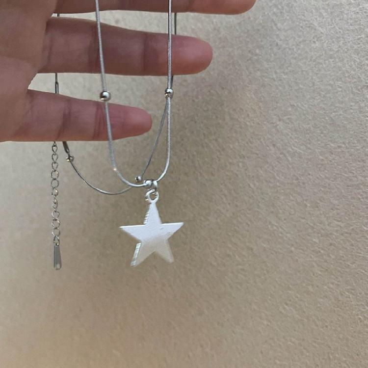 Star Pendant Necklace Star Neck Jewelry Alloy Texture Star Necklaces for Daily