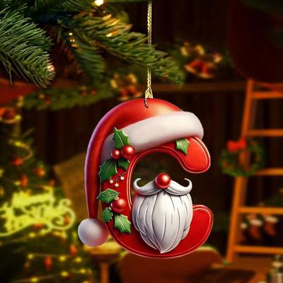 26 Literowe Ozdoby Świąteczne Personalizowane Monogram Inicjał Litery Mikołaja Zawieszka na Choinkę na Drzewko DIY Rękodzieło Dekoracja Domu