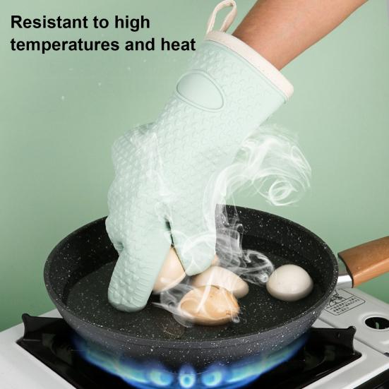 2Pcs Silicone Oven Mitts Thick Heat Resistant Non Slip Cast Iron Pan Gloves Safe Kitchen Gloves for Cooking And Baking